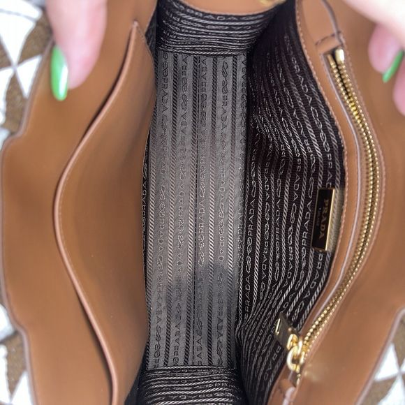 Prada Symbole Shopper Tote Jacquard Small Brown, Multicolor - Picture 13 of 16